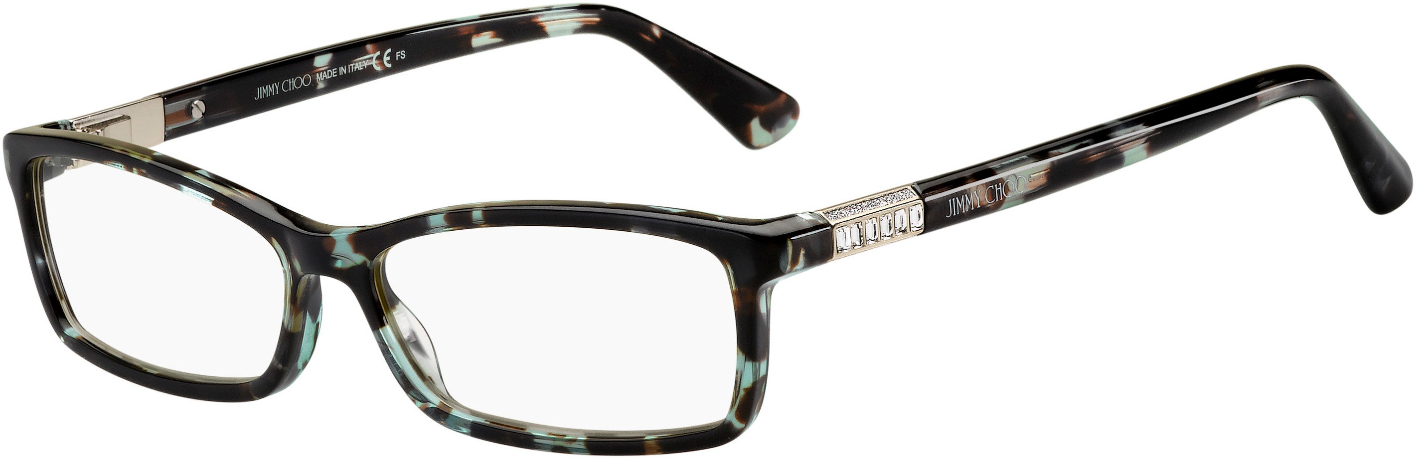  Jimmy Choo 283 Rectangular Eyeglasses 0ISK-0ISK  Havana Azure (00 Demo Lens)