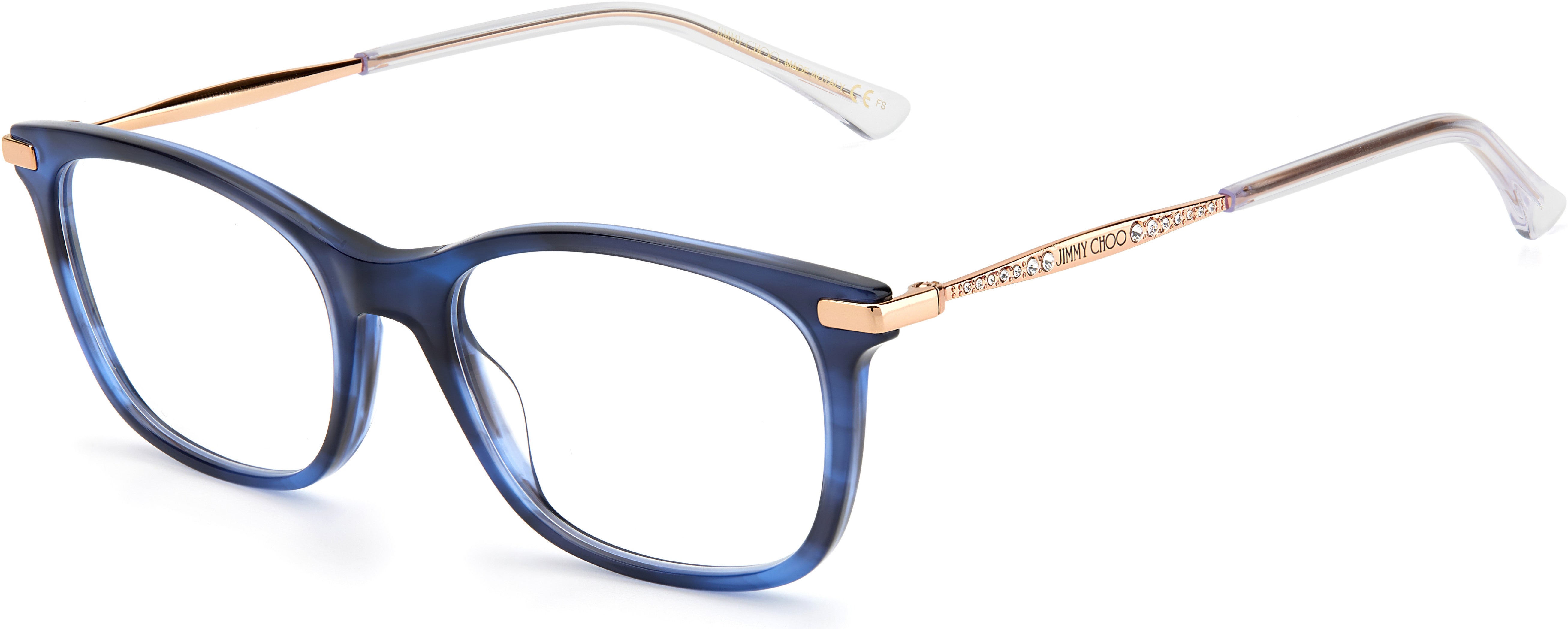  Jimmy Choo 298 Rectangular Eyeglasses 0JBW-0JBW  Blue Havana (00 Demo Lens)