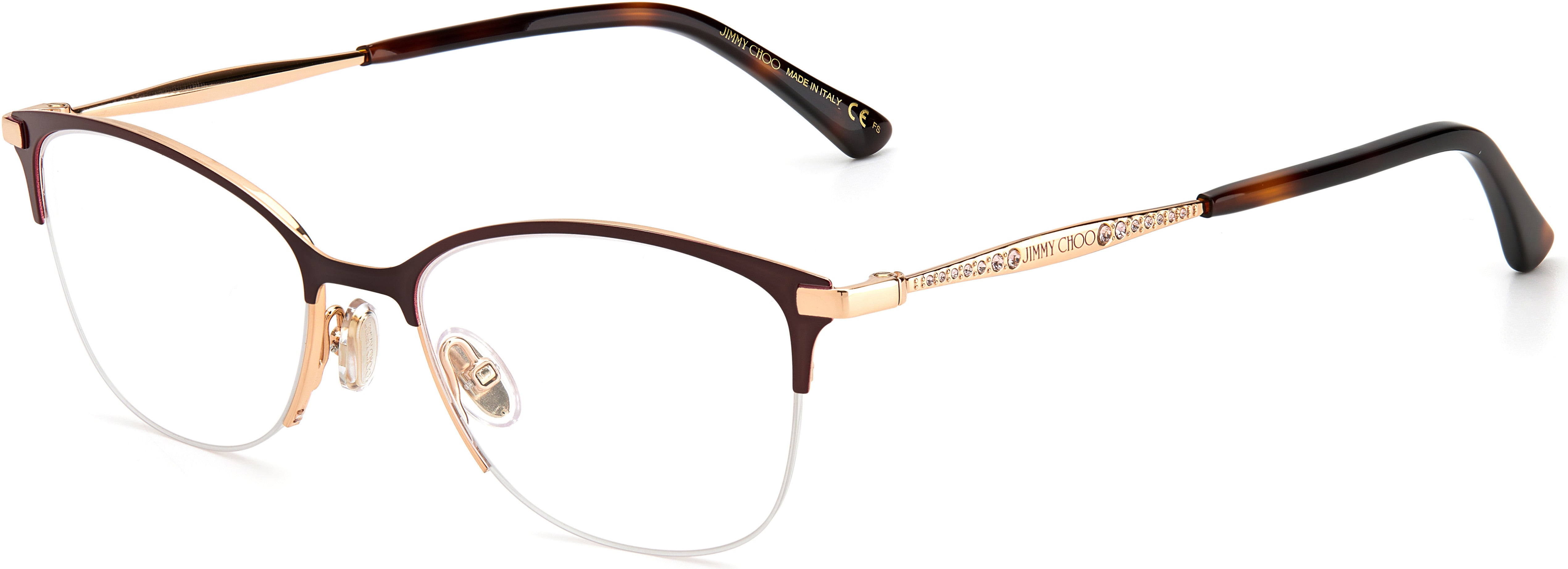  Jimmy Choo 300 Rectangular Eyeglasses 06K3-06K3  Burgundy Gold (00 Demo Lens)