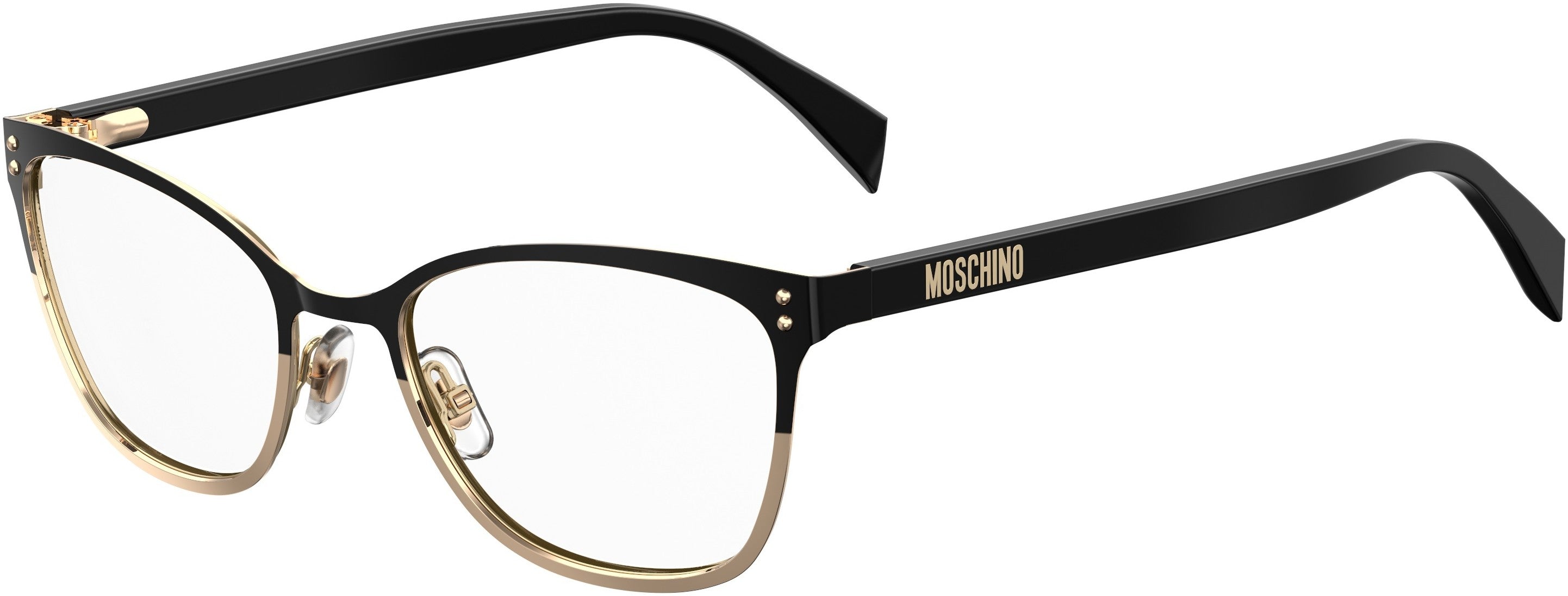  Moschino 511 Square Eyeglasses 02M2-02M2  Black Gold (00 Demo Lens)