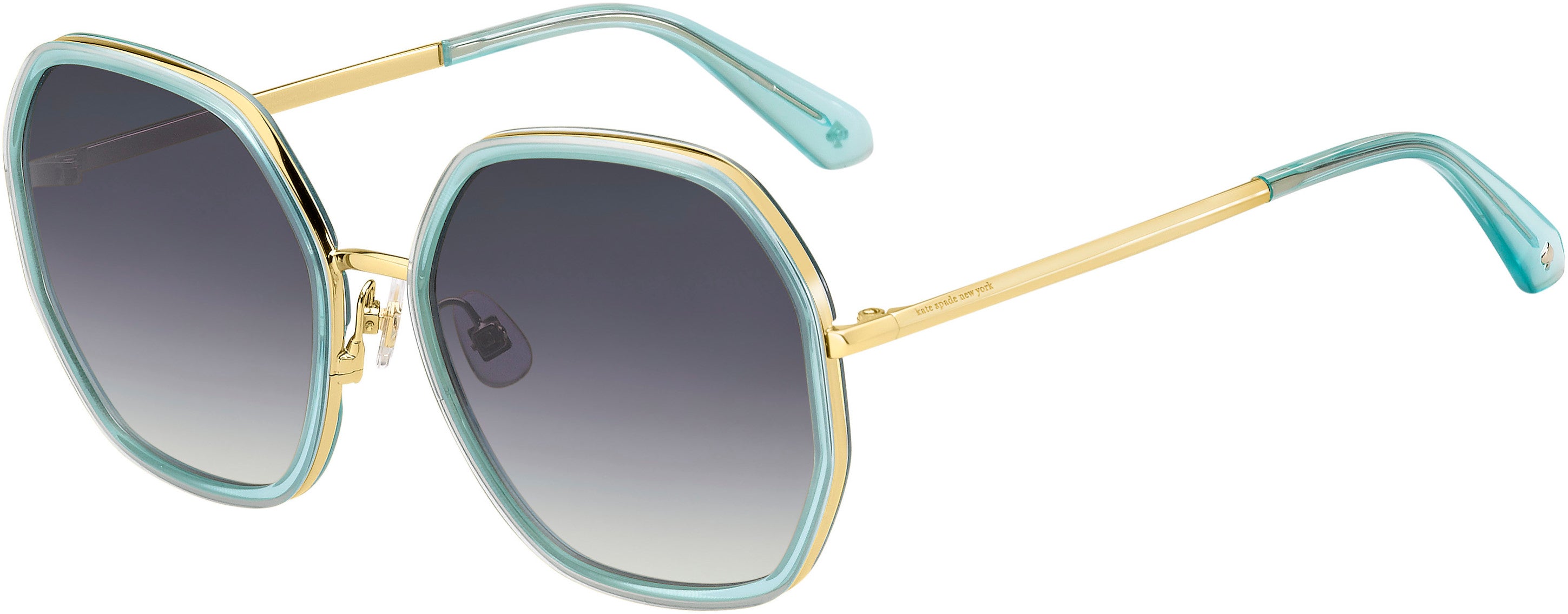 Kate Spade Nicola/G/S Square Sunglasses 0OGA-0OGA  Gold Teal (9O Dark Gray Gradient)