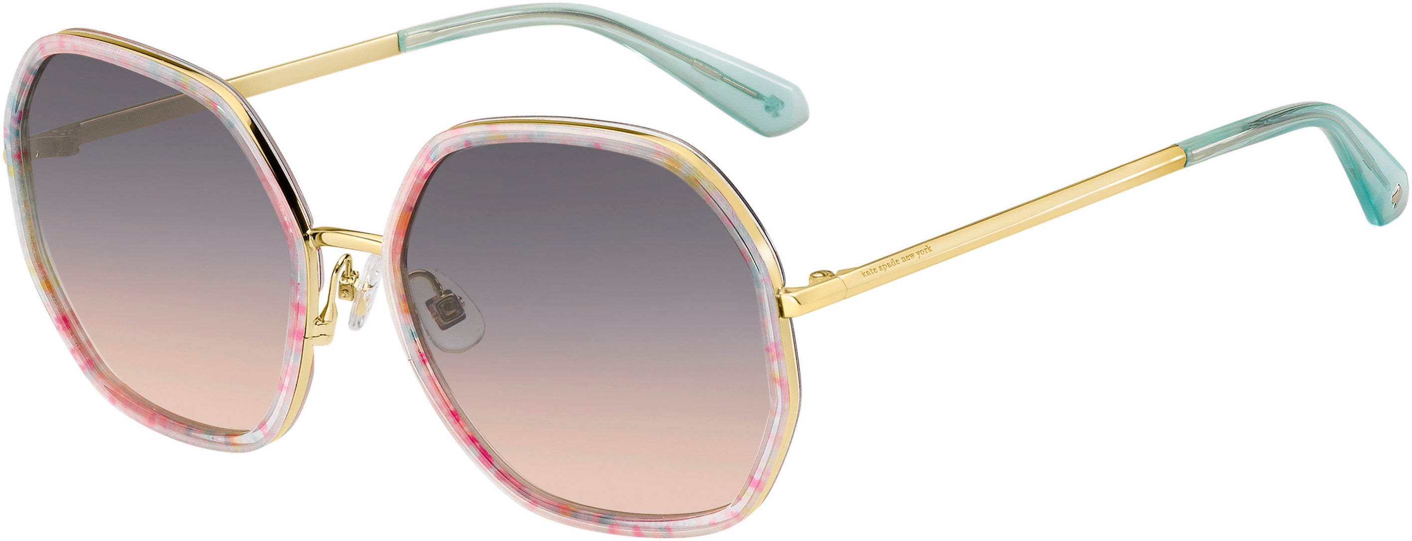 Kate Spade Nicola/G/S Square Sunglasses 0PSX-0PSX  Gdm Light C Metal (FF Gray Shded Pink)