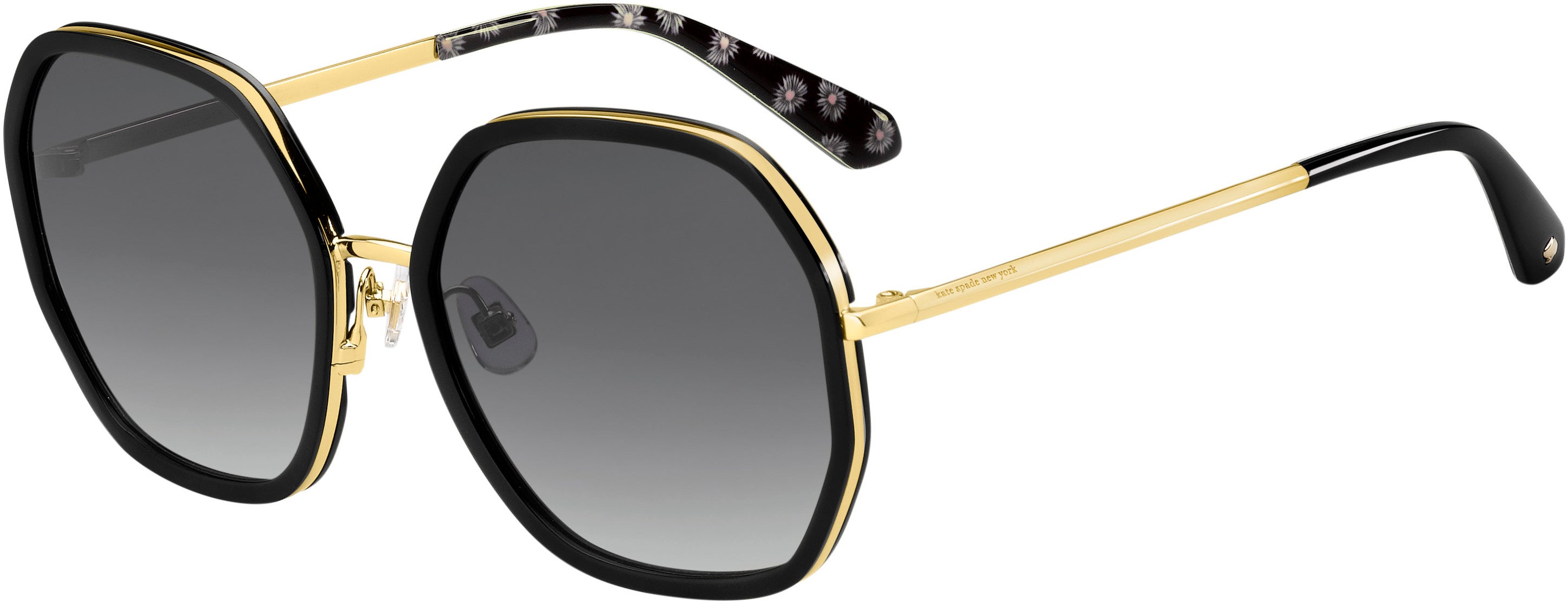 Kate Spade Nicola/G/S Square Sunglasses 0RHL-0RHL  Gold Black (9O Dark Gray Gradient)