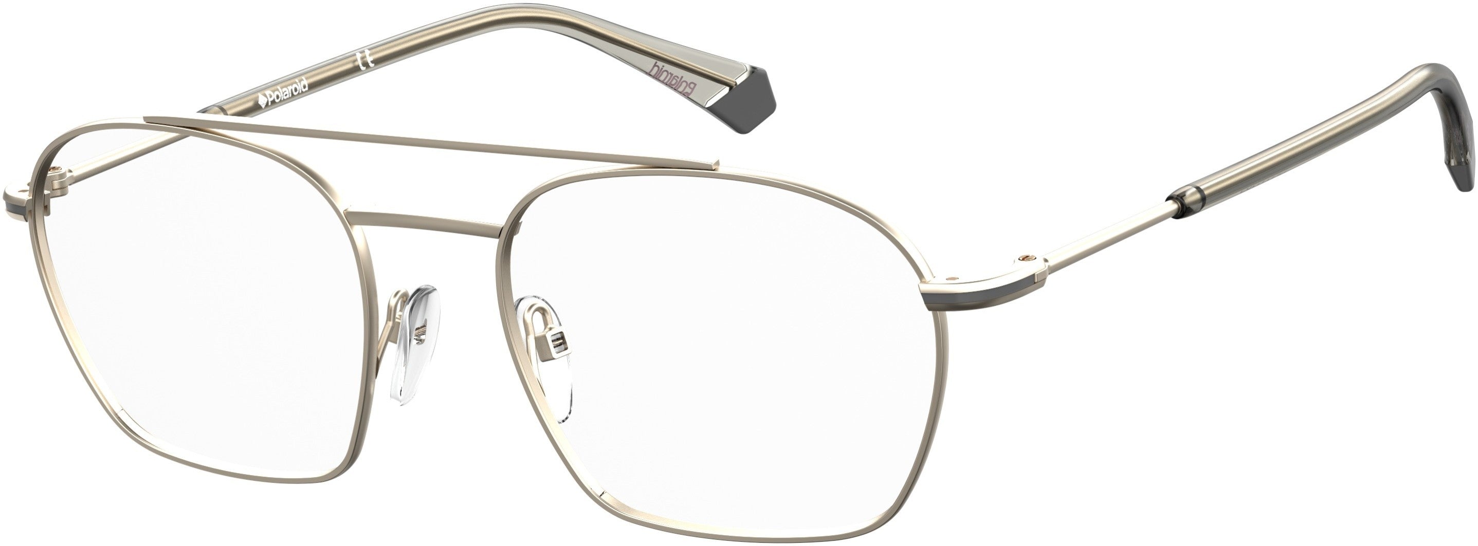 Polaroid Core Polaroid D 385 Rectangular Eyeglasses 0OPO-0OPO  Gold Gray (00 Demo Lens)