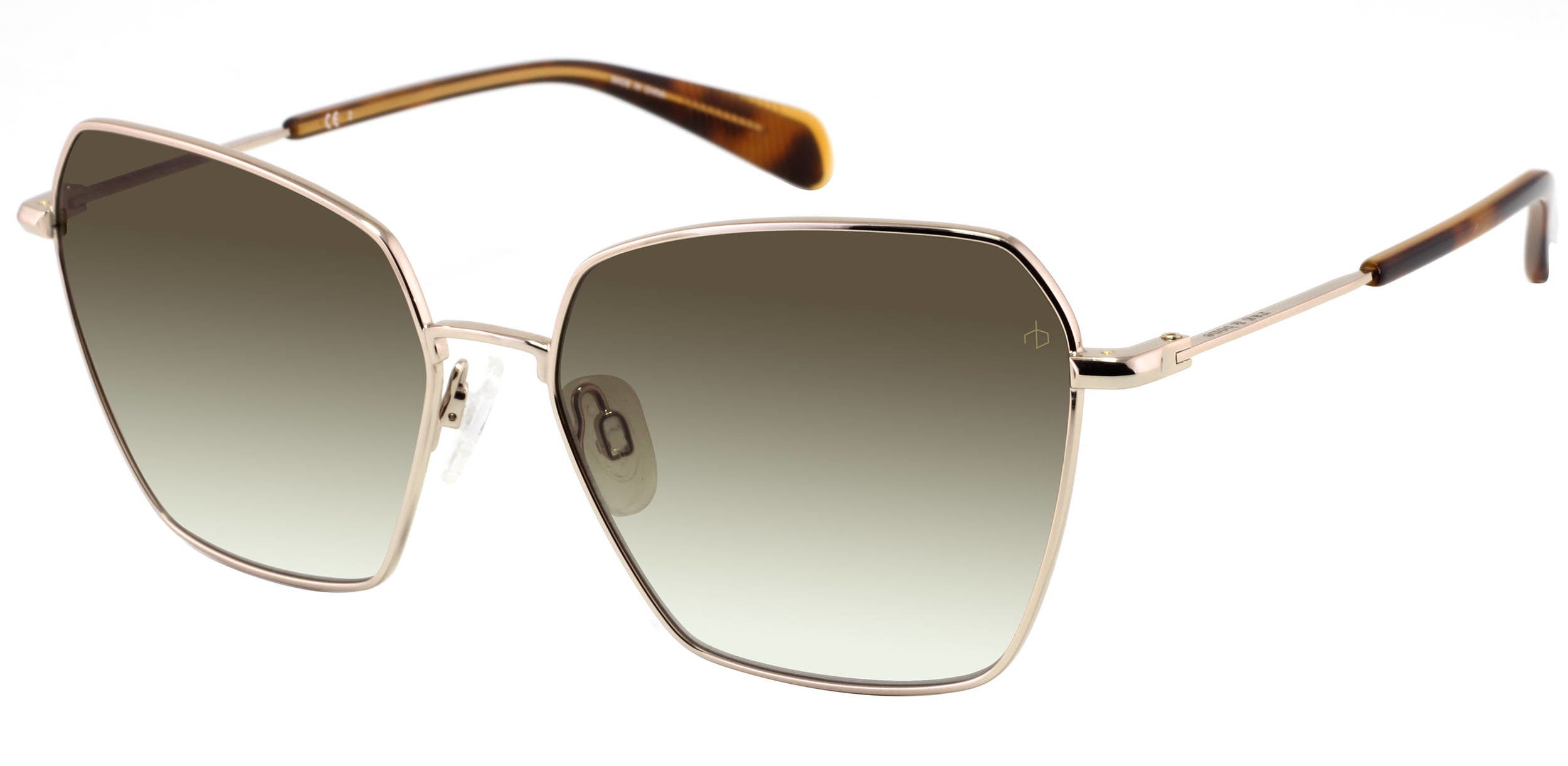 Rag & Bone Rag &amp; Bone 1034/G/S Special Shape Sunglasses 0PEF-0PEF  Gold Green (9K Green Shaded)