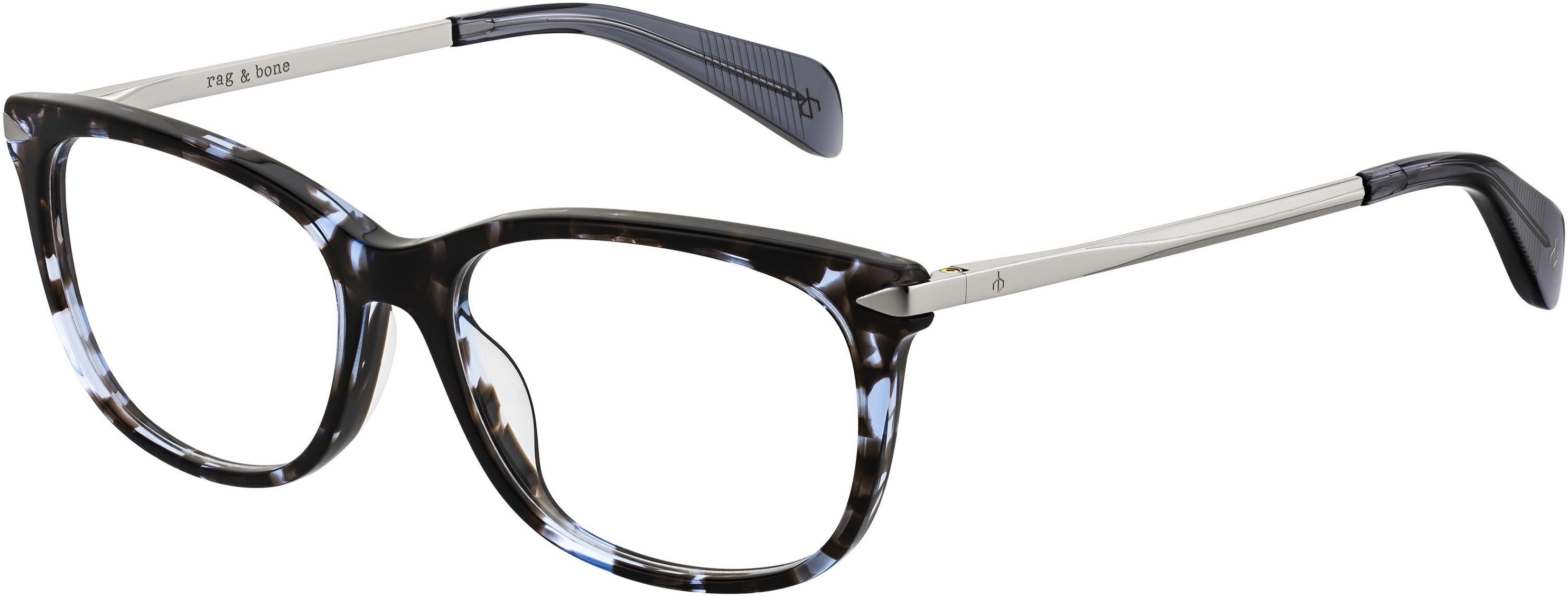 Rag & Bone Rag &amp; Bone 3006 Rectangular Eyeglasses 0JBW-0JBW  Blue Havana (00 Demo Lens)