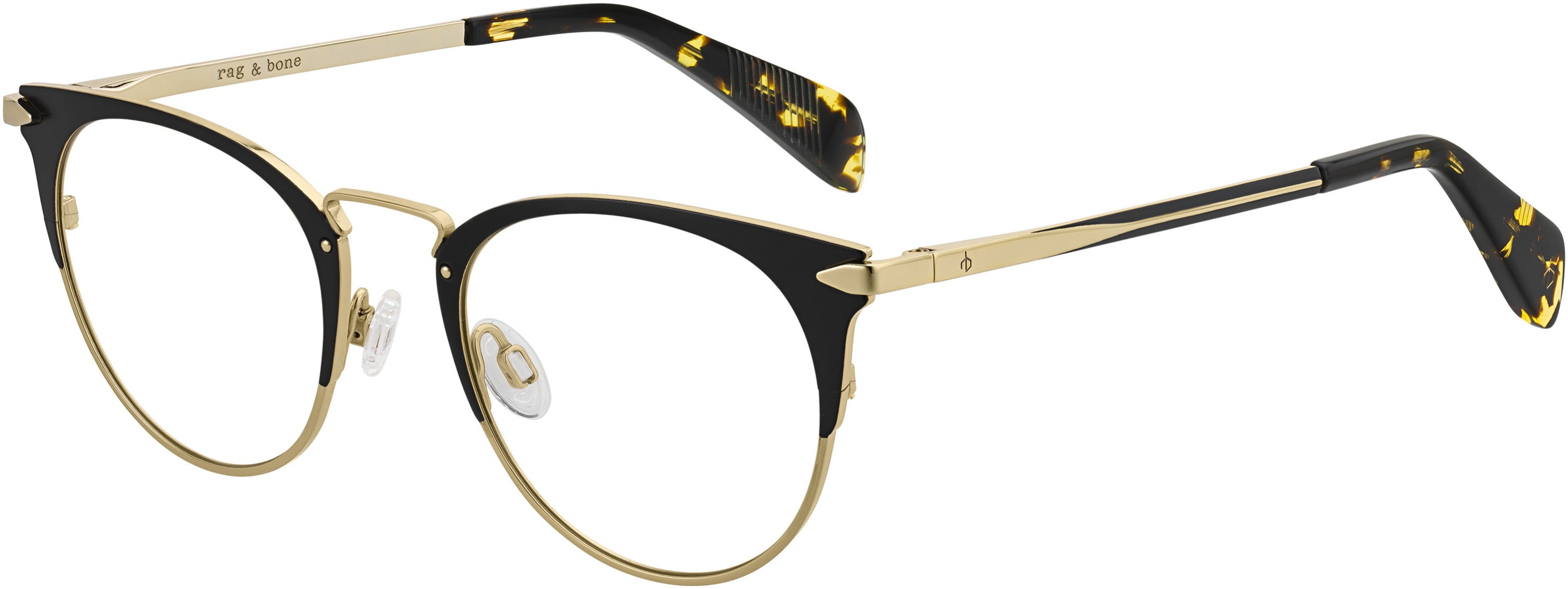 Rag & Bone Rag &amp; Bone 3016 Tea Cup Eyeglasses 0I46-0I46  Black Gold (00 Demo Lens)