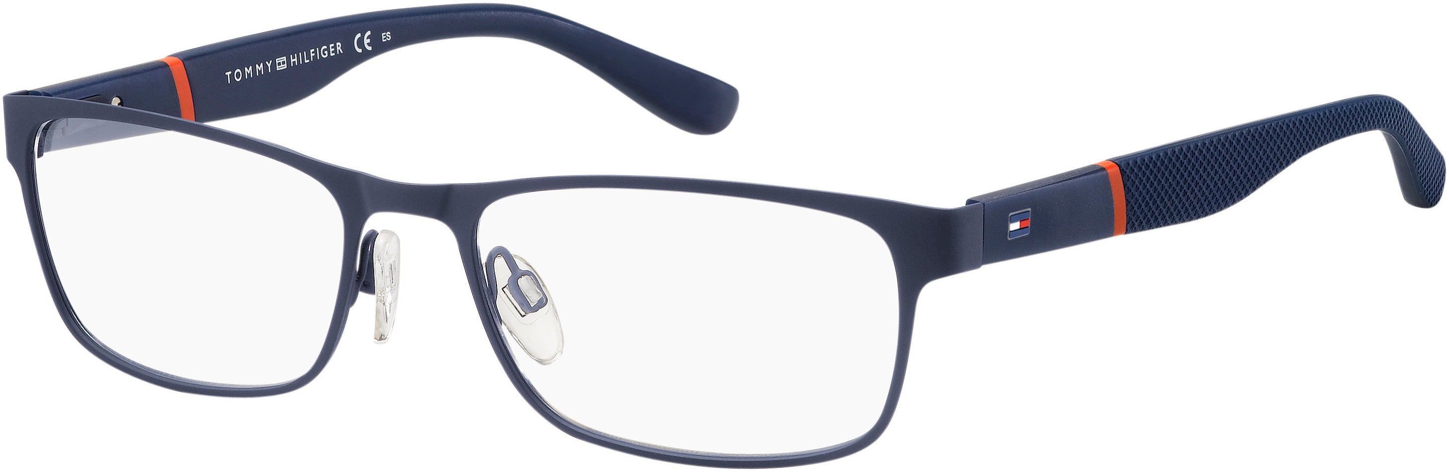 Tommy Hilfiger T. Hilfiger 1284 Rectangular Eyeglasses 0BQZ-0BQZ  Matte Blue (00 Demo Lens)