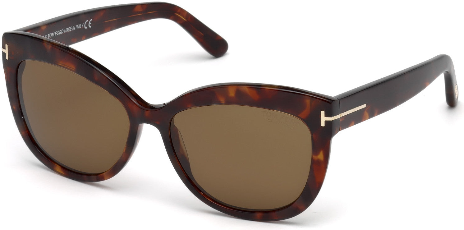 Tom Ford FT0524 Alistair Geometric Sunglasses 54H-54H - Shiny Red Havana / Brown Polarized Lenses