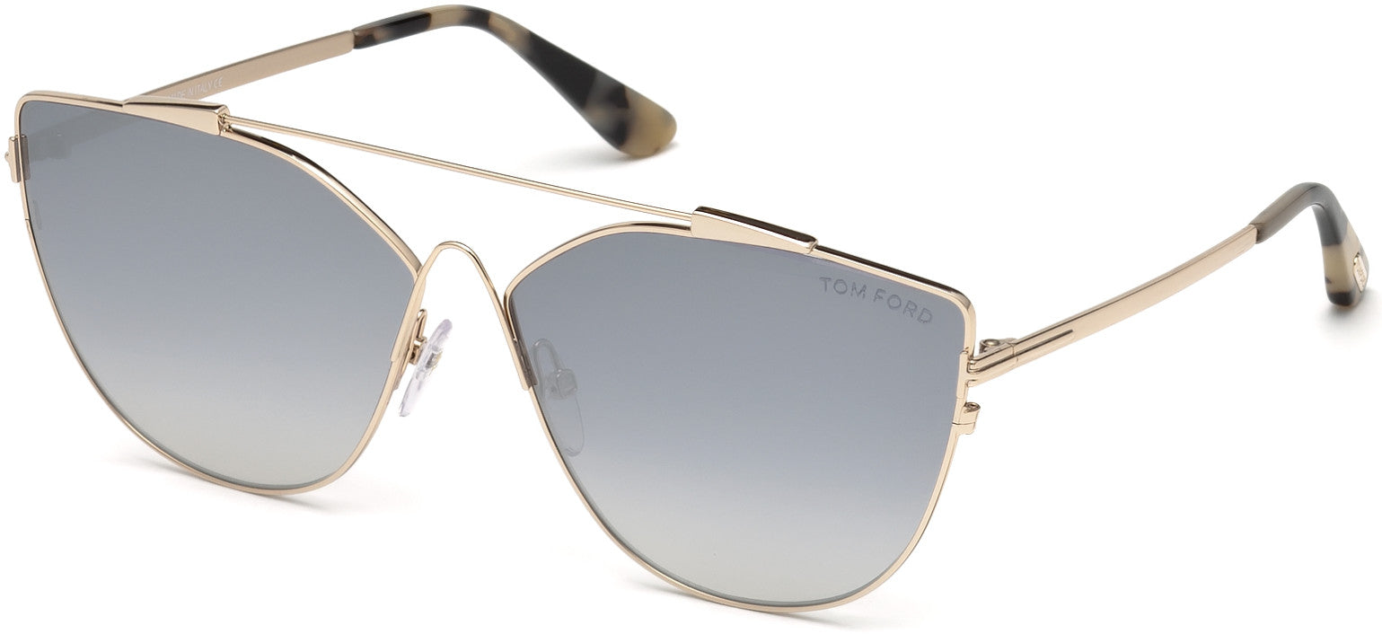 Tom Ford FT0563 Jacquelyn-02 Cat Sunglasses 28C-28C - Shiny Rose Gold / Smoke Mirror