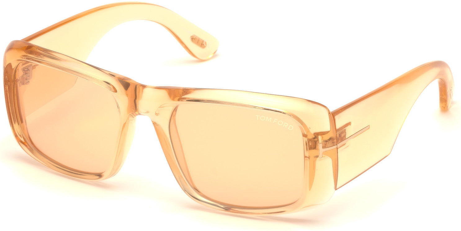 Tom Ford FT0731 Aristotle Rectangular Sunglasses 45E-45E - Shiny Transp. Apricot/ Apricot Lenses