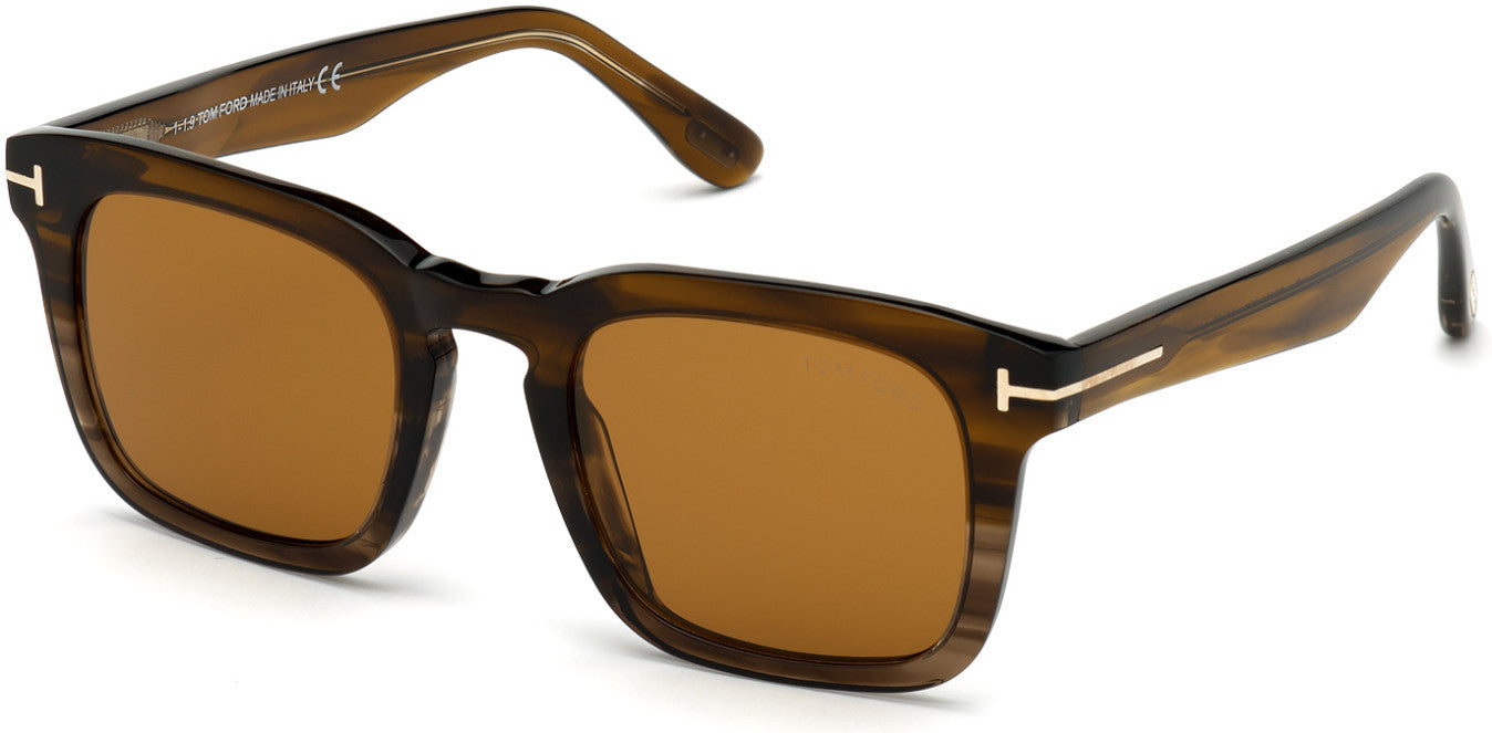 Tom Ford FT0751 Square Sunglasses 55E-55E - Dark Brown Fade To Light Striped Brown/ Vintage Brown Lenses