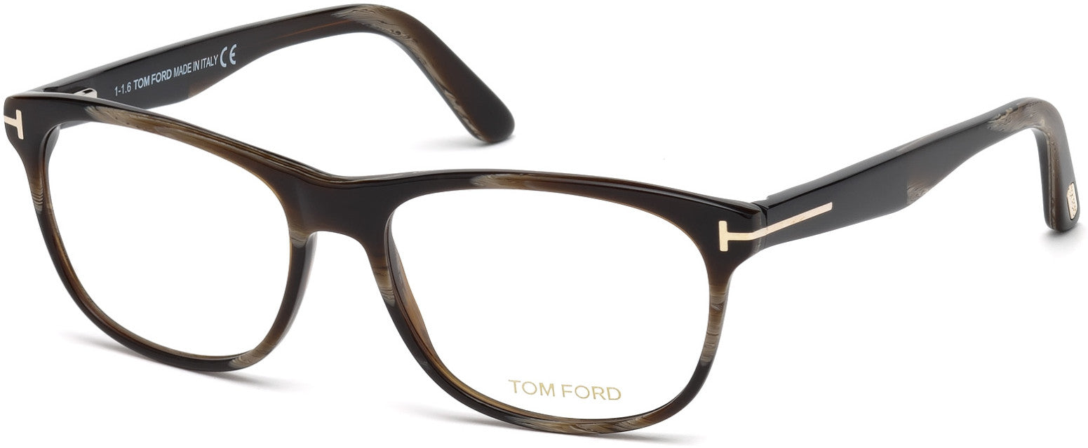 Tom Ford FT5431 Geometric Eyeglasses 062-062 - Brown Horn