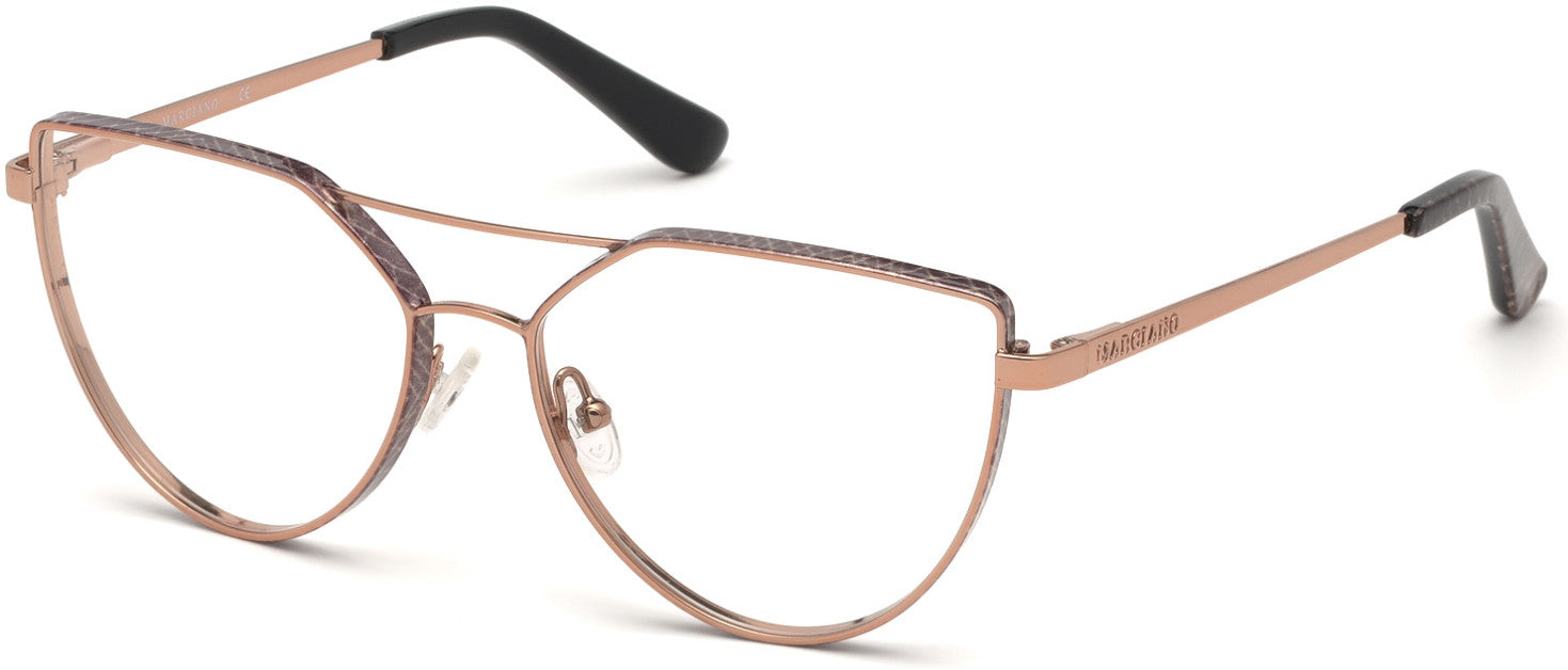 Guess By Marciano GM0346 Geometric Eyeglasses 028-028 - Shiny Rose Gold