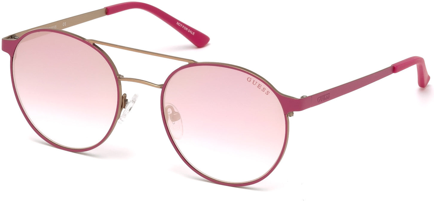 Guess GU3023 Round Sunglasses 74U-74U - Pink /other / Bordeaux Mirror