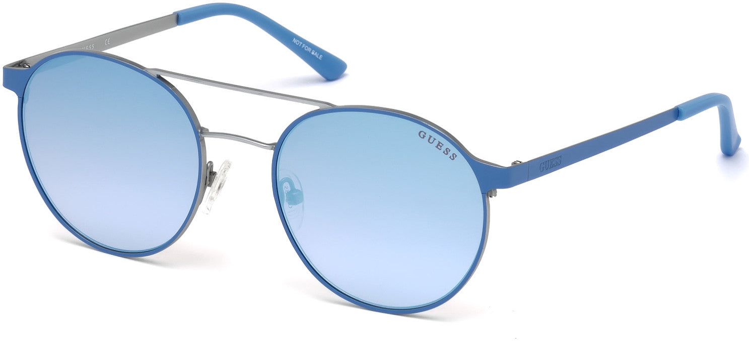 Guess GU3023 Round Sunglasses 86X-86X - Light Blue/other / Blu Mirror