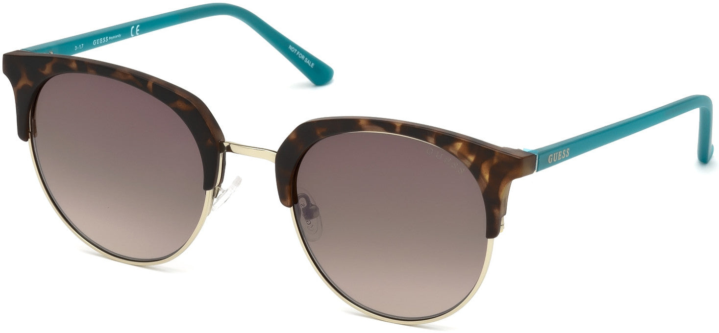 Guess GU3026 Round Sunglasses 52F-52F - Dark Havana / Gradient Brown