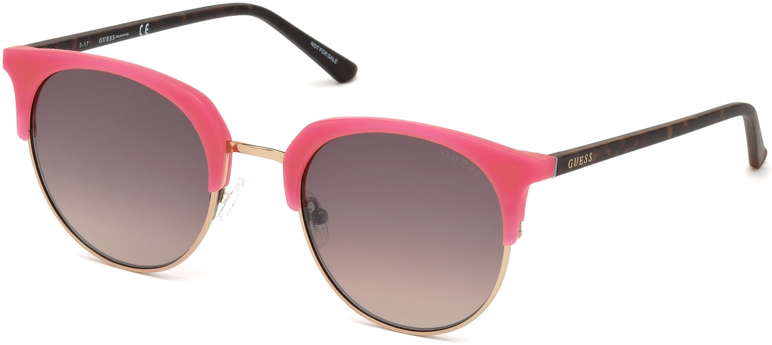 Guess GU3026 Round Sunglasses 73F-73F - Matte Pink / Gradient Brown