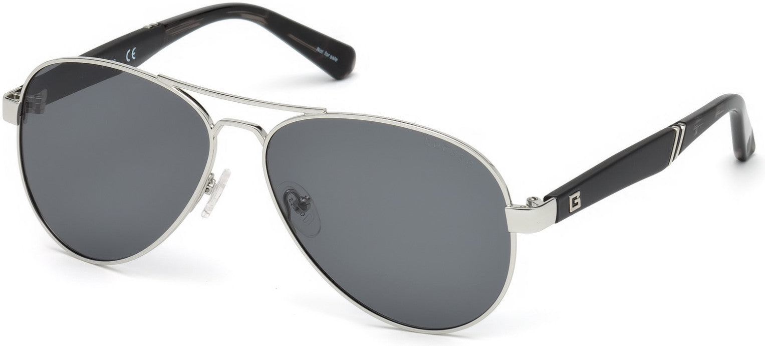 Guess GU6930 Pilot Sunglasses 10D-10D - Shiny Light Nickeltin / Smoke Polarized