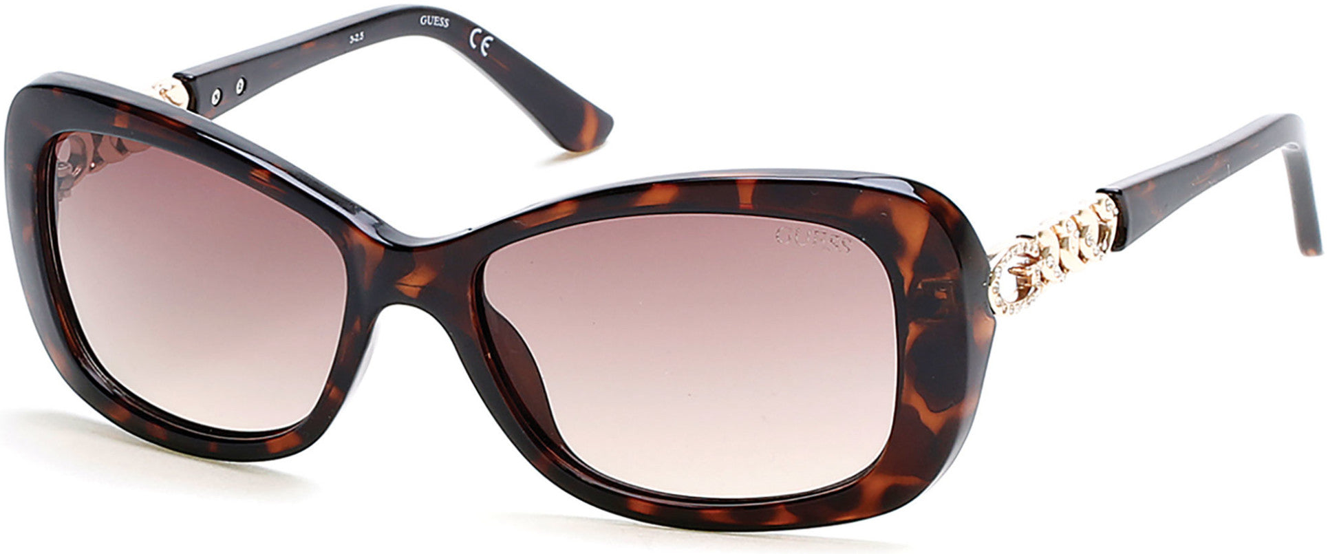 Guess GU7453 Geometric Sunglasses 52F-52F - Dark Havana / Gradient Brown