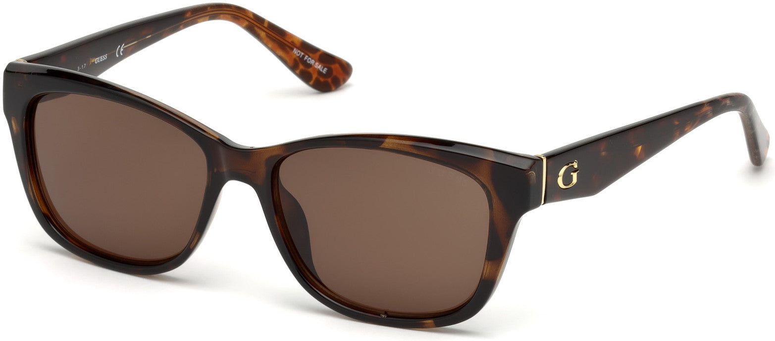 Guess GU7538 Rectangular Sunglasses 52E-52E - Dark Havana / Brown