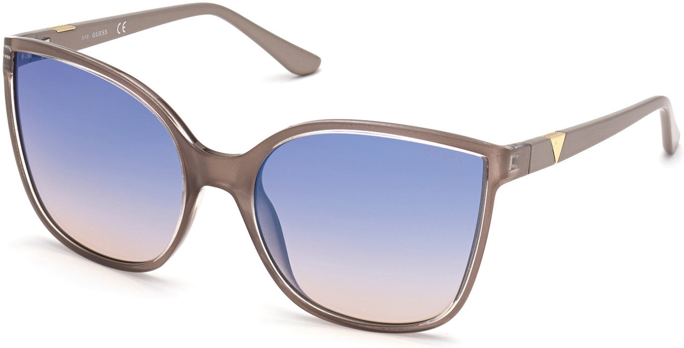 Guess GU7748 Square Sunglasses 57X-57X - Shiny Beige / Blue Mirror