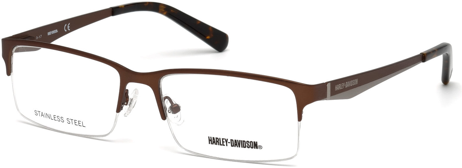 Harley-Davidson HD0766 Rectangular Eyeglasses 049-049 - Matte Dark Brown