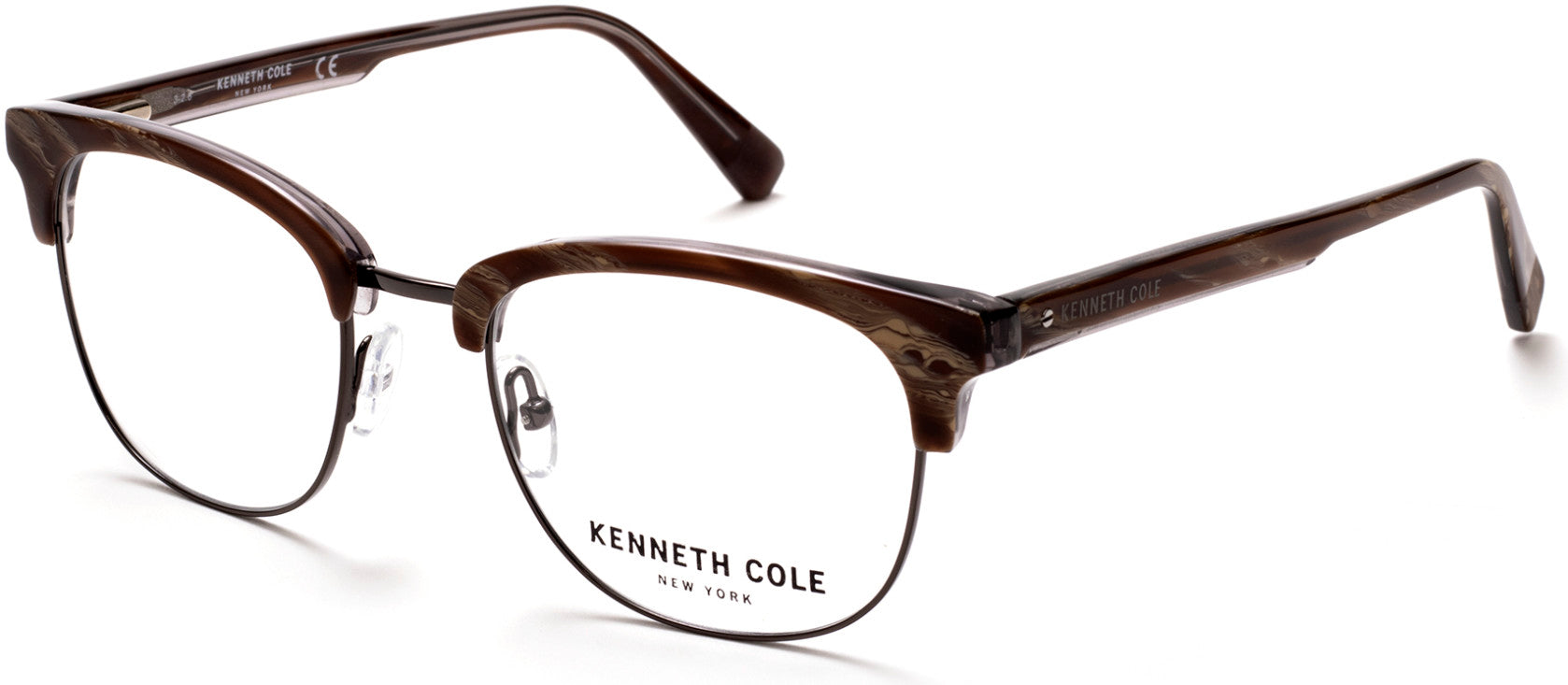 Kenneth Cole New York,Kenneth Cole Reaction KC0292 Geometric Eyeglasses 047-047 - Light Brown