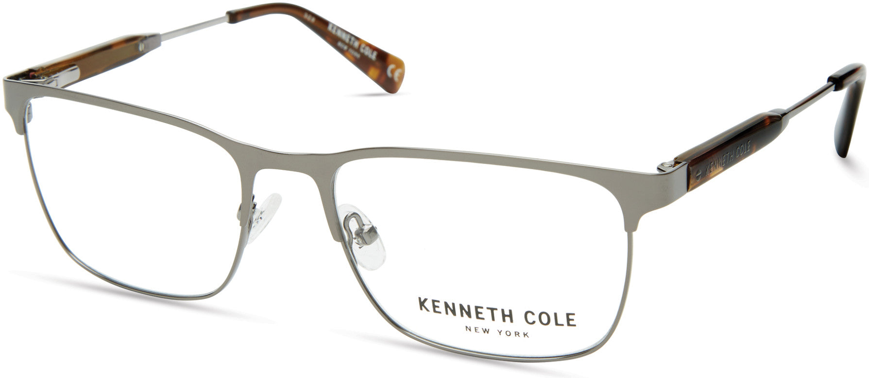 Kenneth Cole New York,Kenneth Cole Reaction KC0312 Rectangular Eyeglasses 008-008 - Shiny Gunmetal