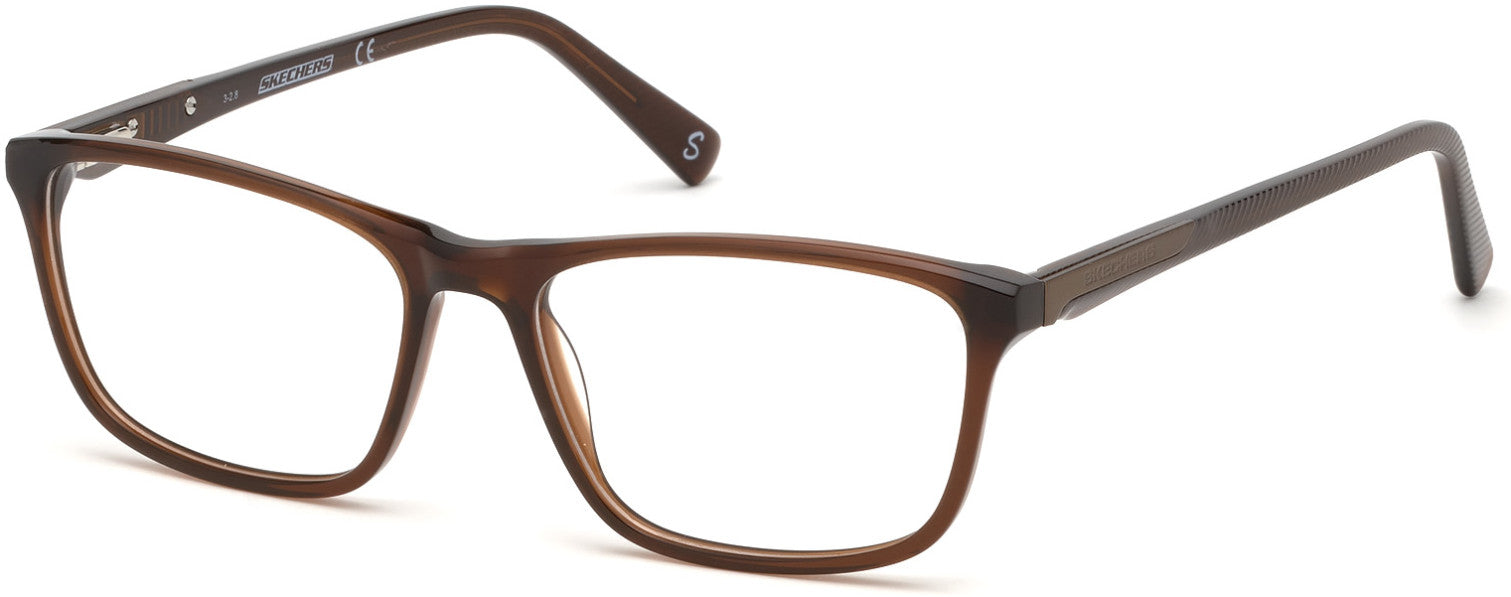 Skechers SE3231 Geometric Eyeglasses 048-048 - Shiny Dark Brown