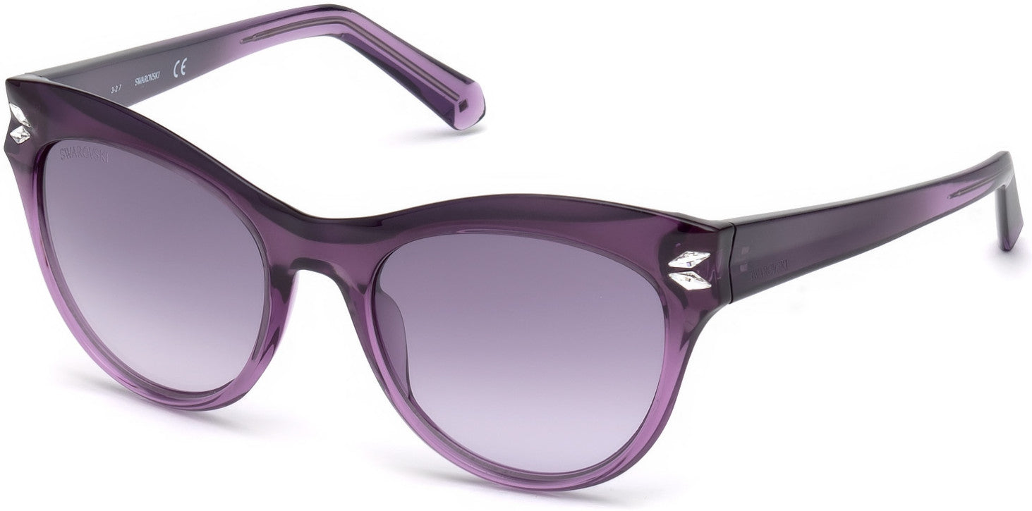 Swarovski SK0171 Cat Sunglasses 78Z-78Z - Shiny Lilac / Violet Mirror Lenses